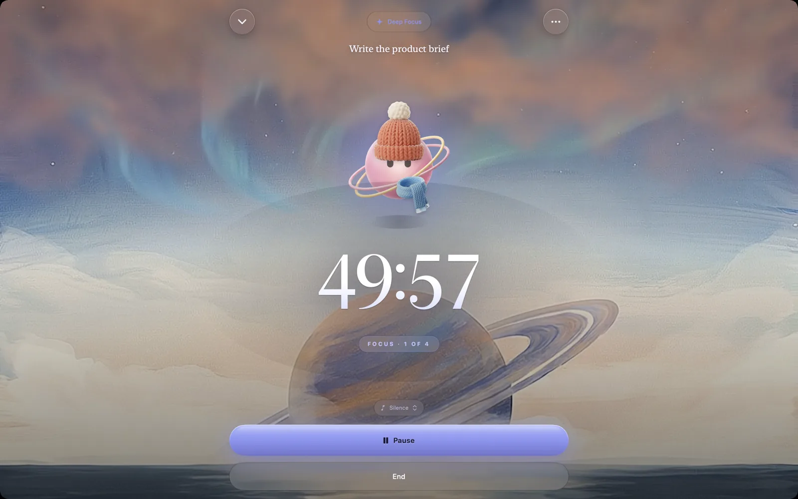 A Deep Focus session in Zen Timer for Mac